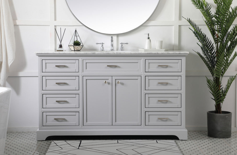Amber Single Bathroom Vanity, Blue, Grey, 60"