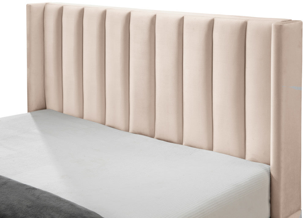 Nadia Velvet Upholstered Bed, Pink, Full