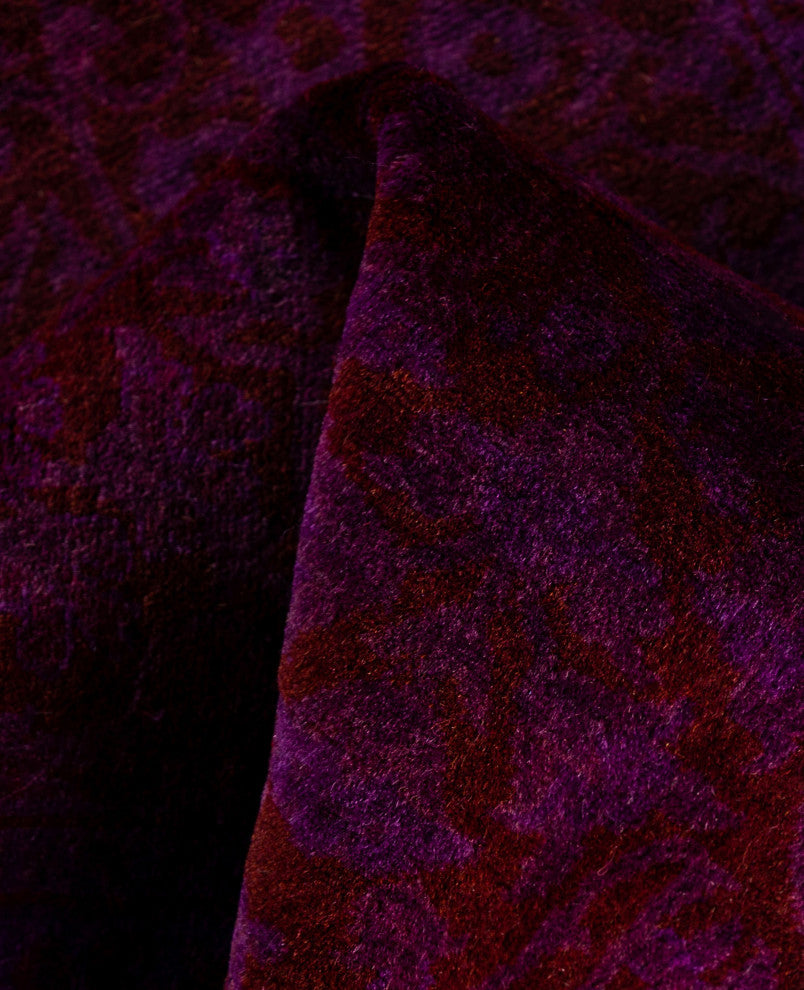 Overdyed One-of-a-Kind Hand-Knotted Area Rug Purple, 2' 8" x 18' 5"