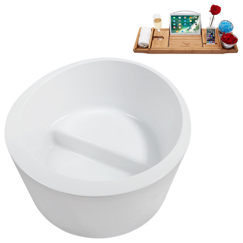43" Streamline N3780BGL Soaking Freestanding Tub and Tray With Internal Drain
