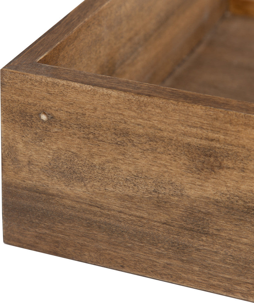 Levie Floating Corner Wood Wall Shelf Set, Natural