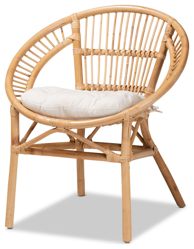 Lindy Modern Rattan Dining Chair, Natural Brown