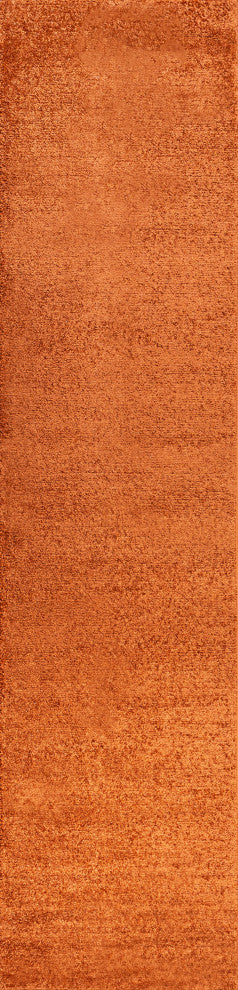 Haze Solid Low-Pile Orange 2 ft. x 12 ft. Runner Rug