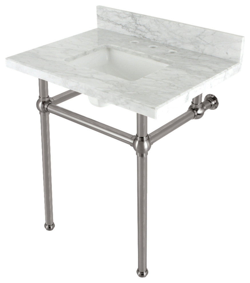 Kingston Brass KVBH3022M8SQ8 30" Console Sink, Legs, 8", 3 Hole