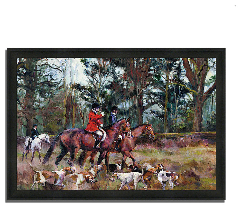"Foxhunt" By Marilyn Hageman, Framed Painting Print, Ready To Hang