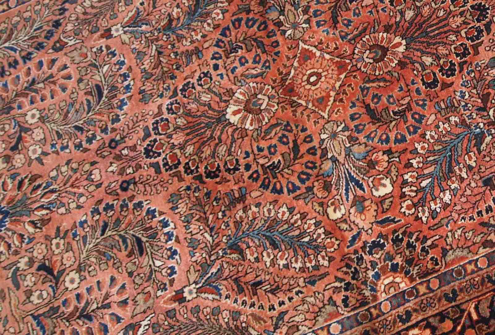 Handmade Antique Persian Sarouk Rug, 3.6'x5.5', 110cmx167cm 1920s