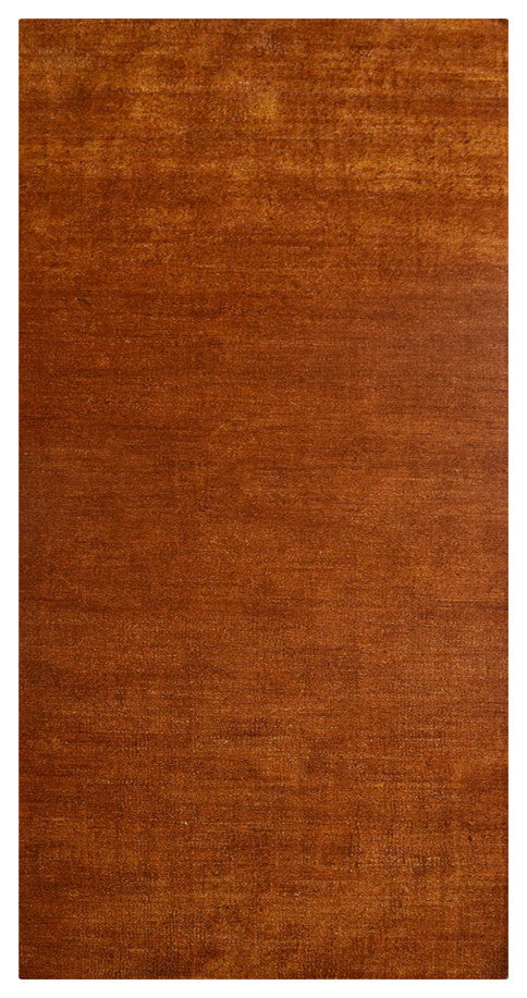 Hand Knotted Loom Silk Mix Area Rug Solid Orange