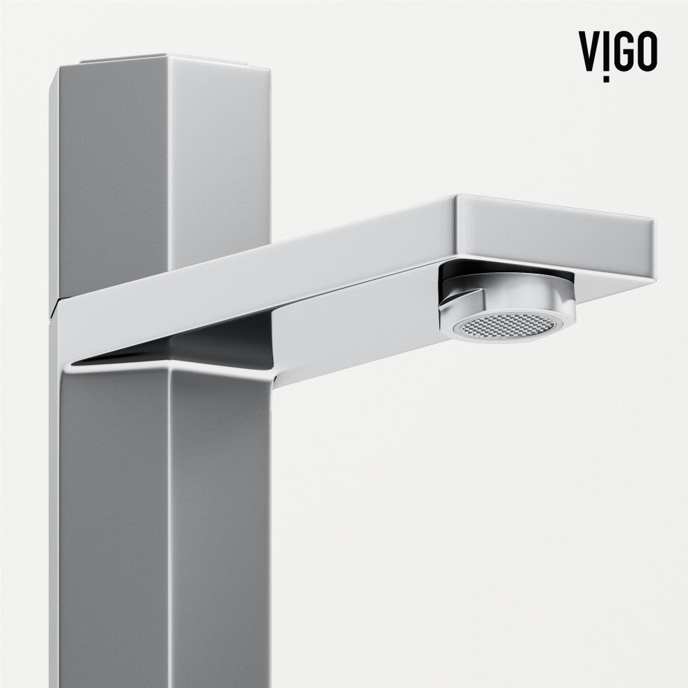 VIGO Nova 8" H Button Operated Single Hole Bathroom Faucet, Chrome, Without Extras