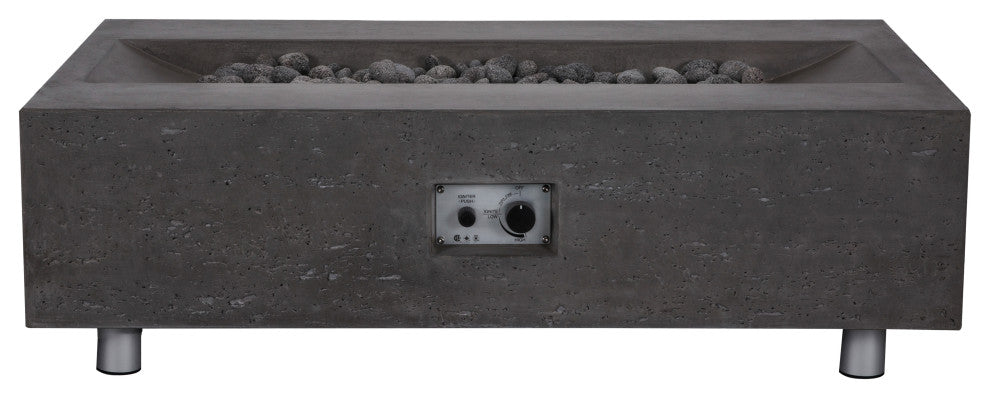 Pyromania Millenia Concrete Fire Pit Table, 48"x30", Charcoal Gray, Propane