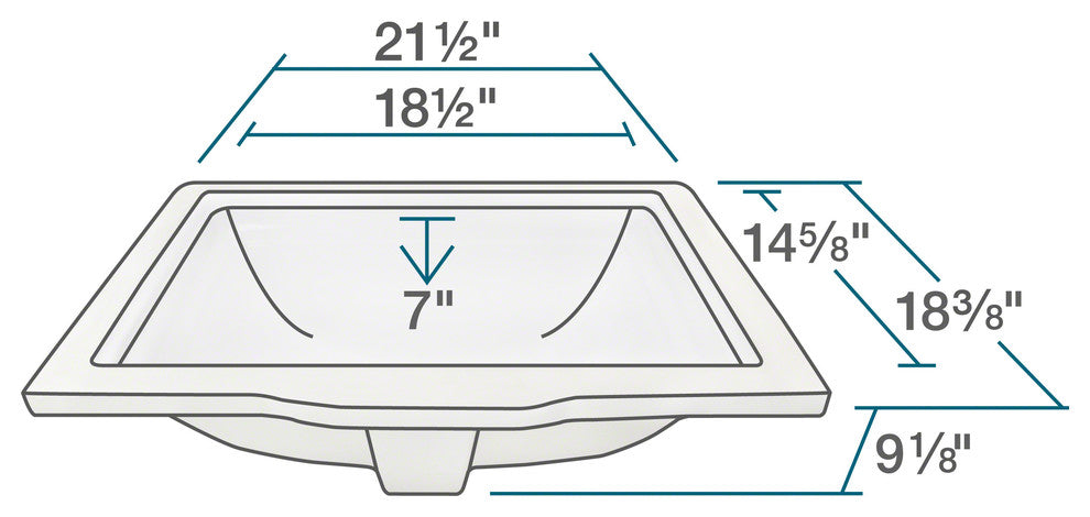 P0542UW Rectangular Porcelain Sink, White