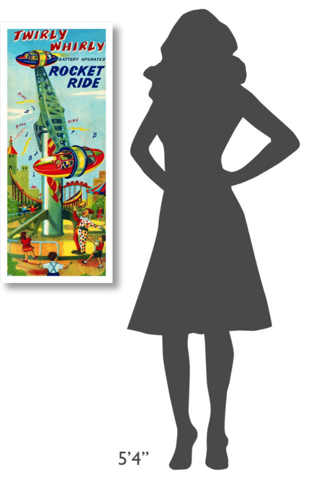 "Twirly Whirly Rocket Ride" Digital Paper Print by Retrorocket, 16"x38"