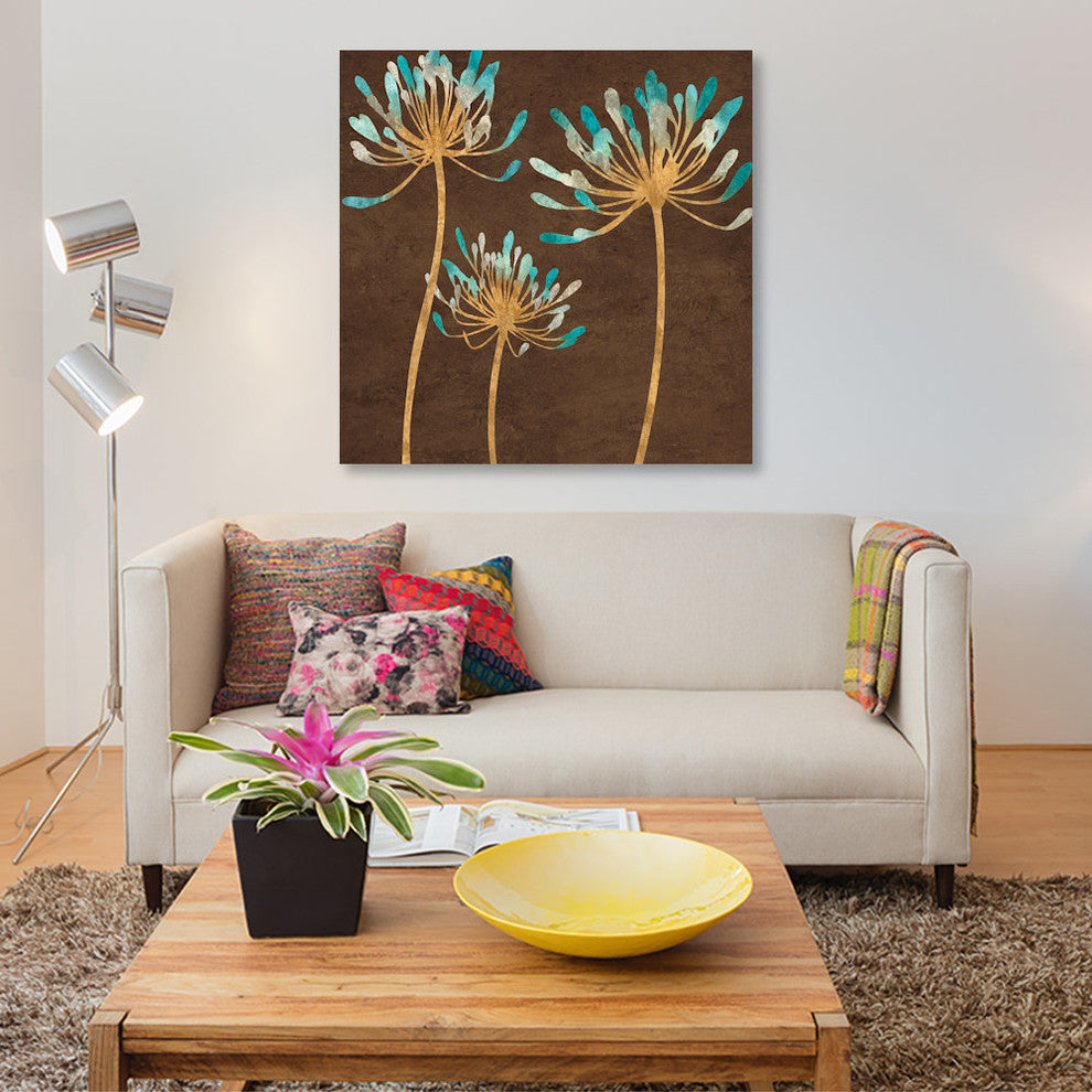"Teal Bloom I" by Erin Lange, Canvas Print, 26"x26"
