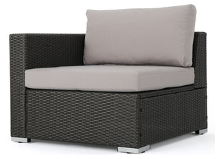 GDF Studio Tammy Rosa Outdoor 5 Seat Wicker Sectional Sofa Set, Gray/Silver