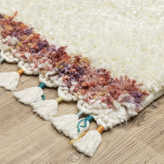 Aurora Geo Stripe Ivory/Multi Indoor Area Rug, Ivory, 9'10" x 12'10"