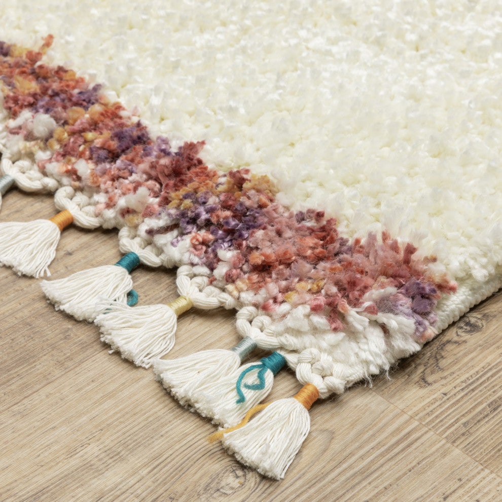 Aurora Geo Stripe Ivory/Multi Indoor Area Rug, Ivory, 9'10" x 12'10"