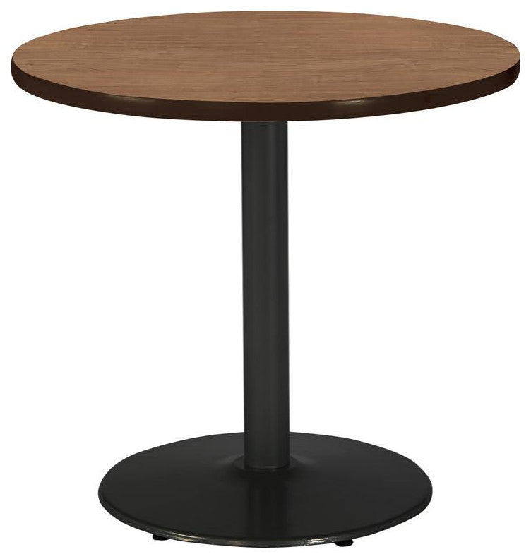 KFI Mode 30" Round Breakroom Table with Cherry Round Black Base Counter Height