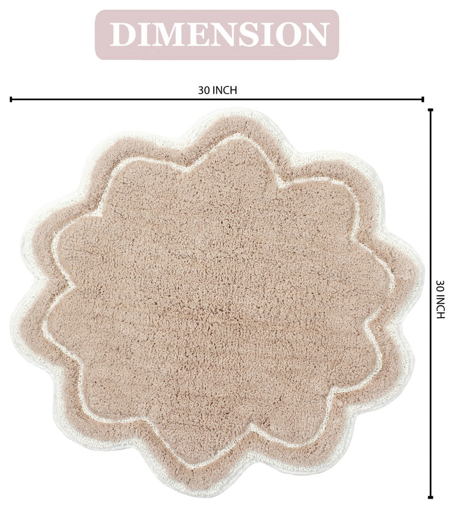 Allure Collection Absorbent Cotton Machine Washable Rug 30" Round, Linen