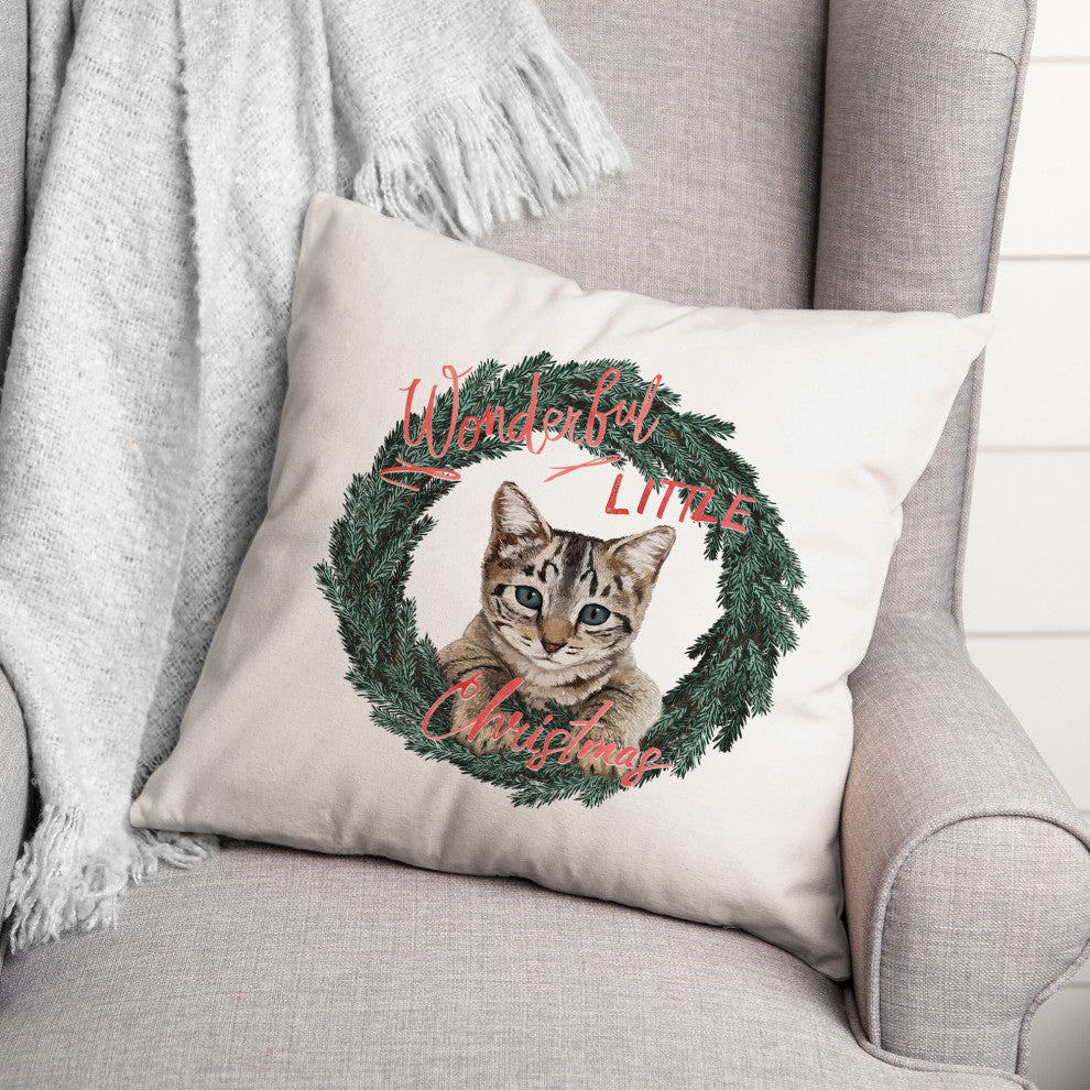Kitten Wreath 2 18x18 Spun Poly Pillow