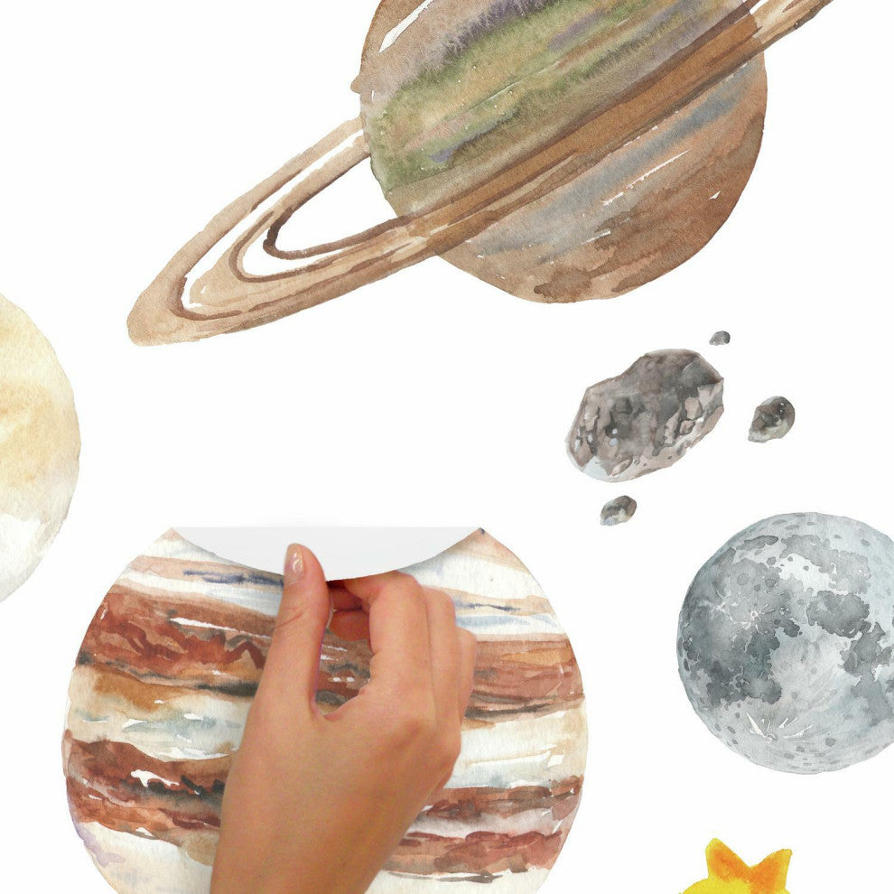 Watercolor Planets Peel And Stick Giant Wall Decals