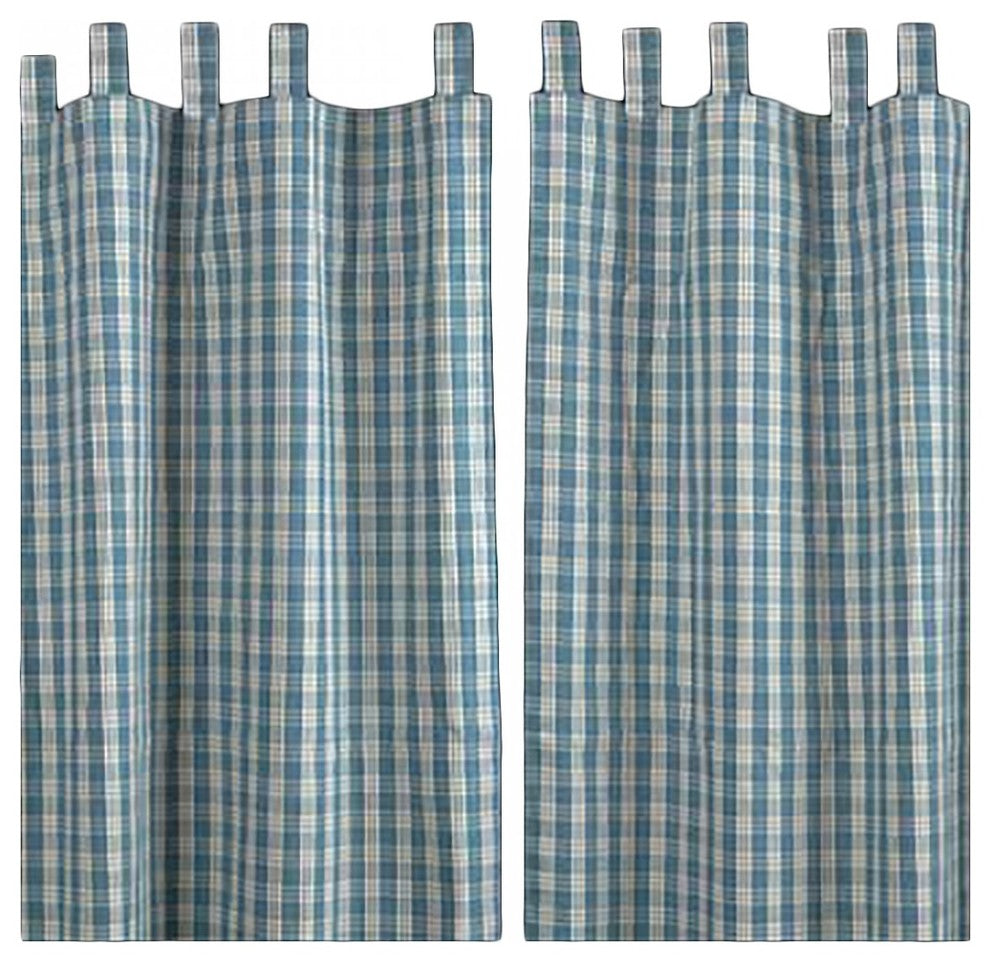 Curtains Blue 100% Cotton Panels 84" x 90" |