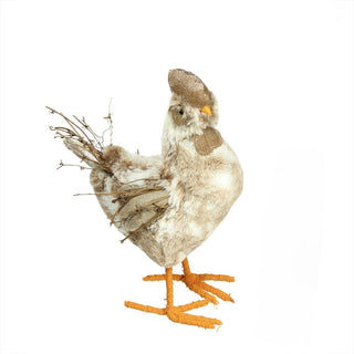 15.75" Brown and Orange Decorative Chicken Spring Table Top Figure