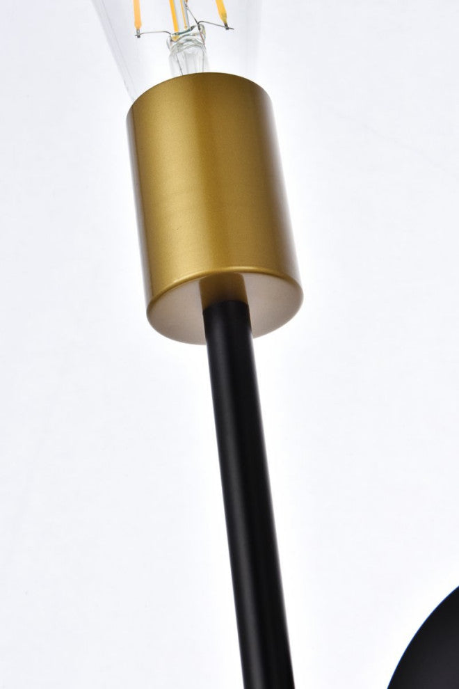 Alfie 2-Light Wall Sconce, Black With Brass