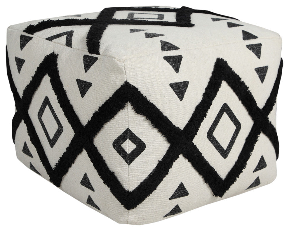 Textured Double Diamond Pouf Ottoman