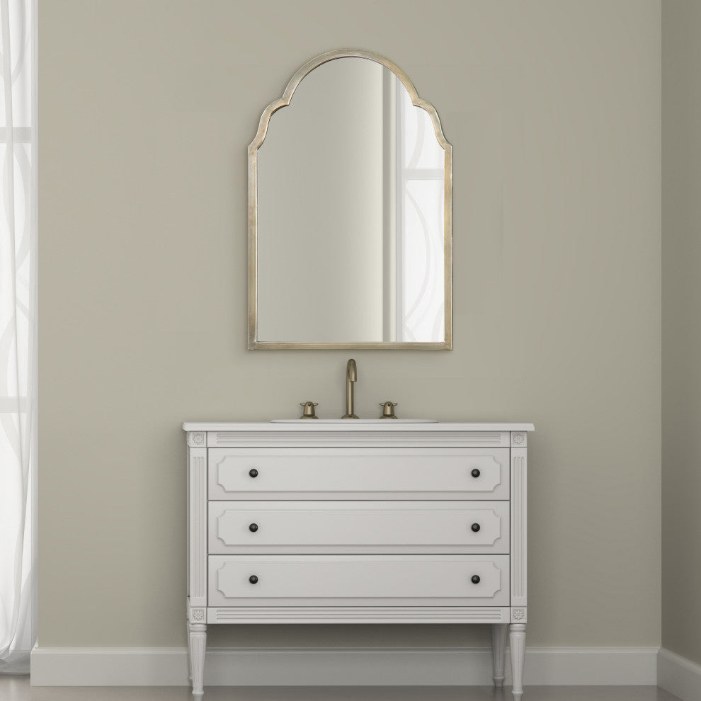 Uttermost Brayden Contemporary Metal Petite Arch Mirror in Silver Finish