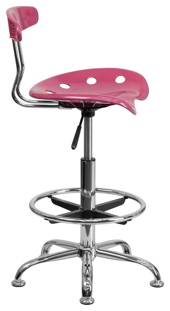 Vibrant Drafting Stool With Tractor Seat, Pink