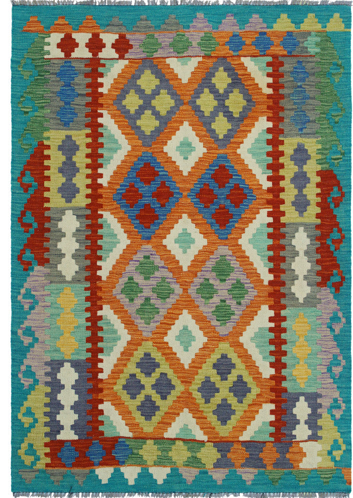 Flatweave Lon Rust/Green Rug, 4'1x5'10