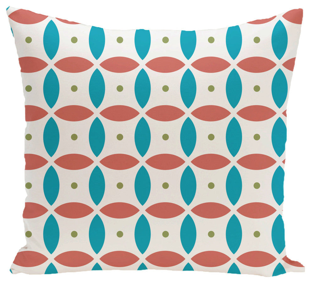 Beach Ball Geometric Print Outdoor Pillow, Seed, 18"x18"