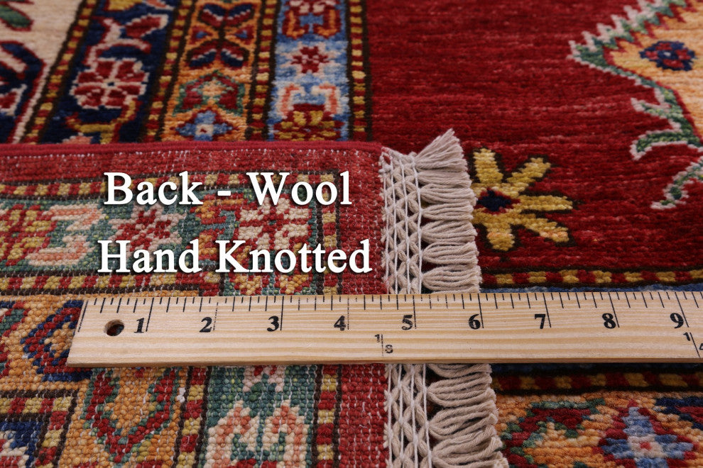 8' 10" X 12' 7" Super Kazak Geometric Handmade Wool Rug Q9523