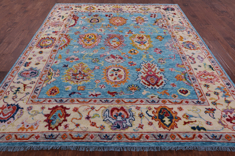 Turkish Oushak Hand Knotted Wool Rug 8' 3" X 9' 8" - Q16125