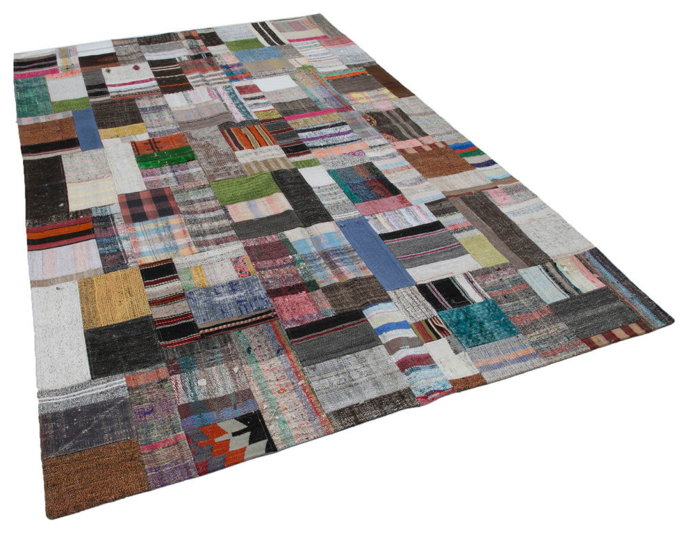 Rug N Carpet - Handmade Oriental 6' 6'' x 9' 10'' Rustic Patchwork Kilim Rug