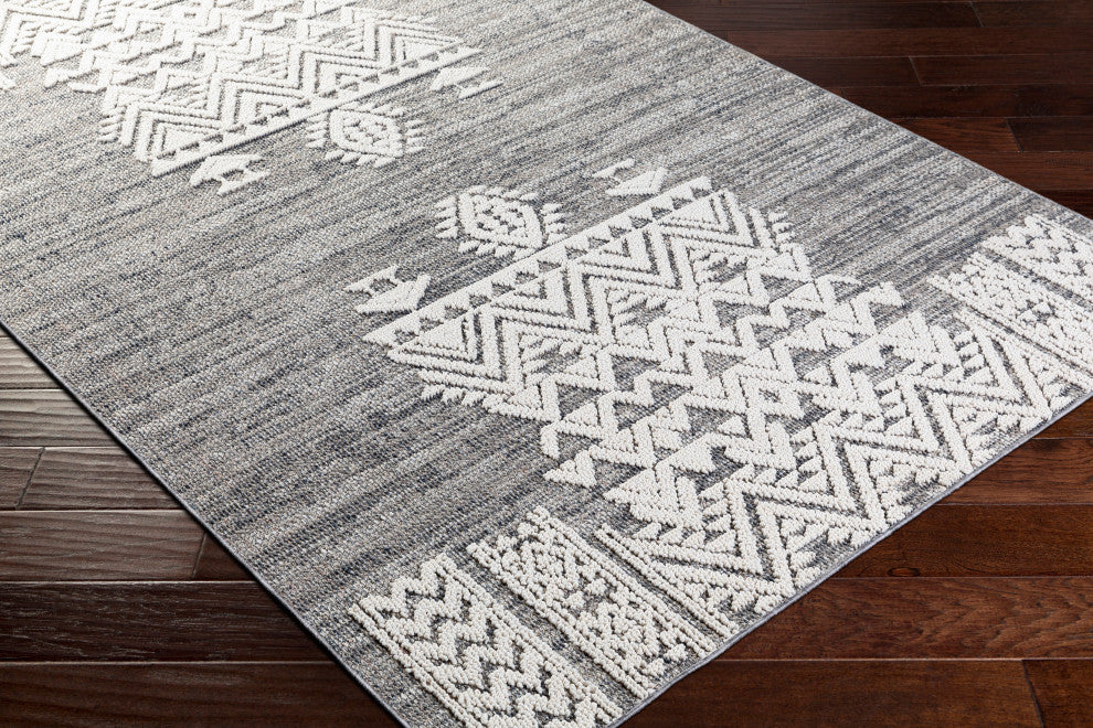 Surya Ariana RIA-2304 4'3"x5'11" Rug, Medium Gray/Taupe/White