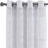 Brook 2PC Embroidered Grommet Sheer Panels, White, 108"x84"
