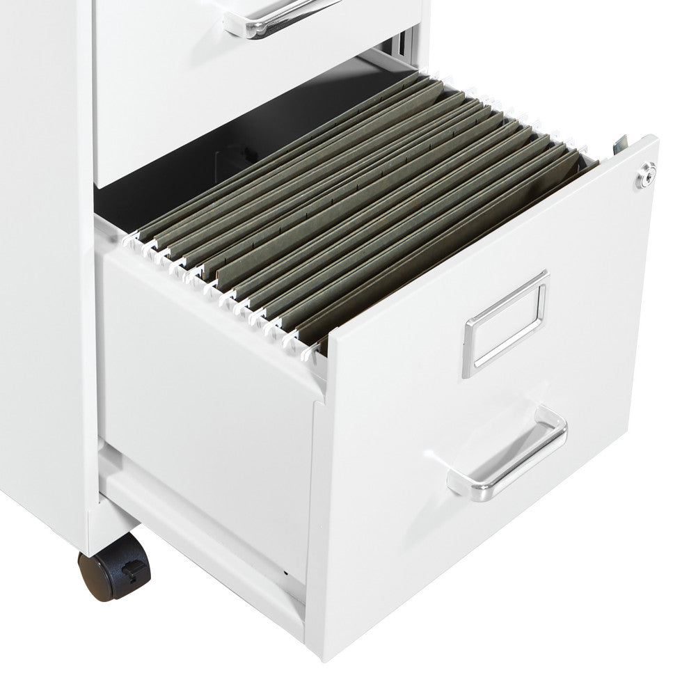 2 Drawer Mobile Locking Metal File Cabinet, White