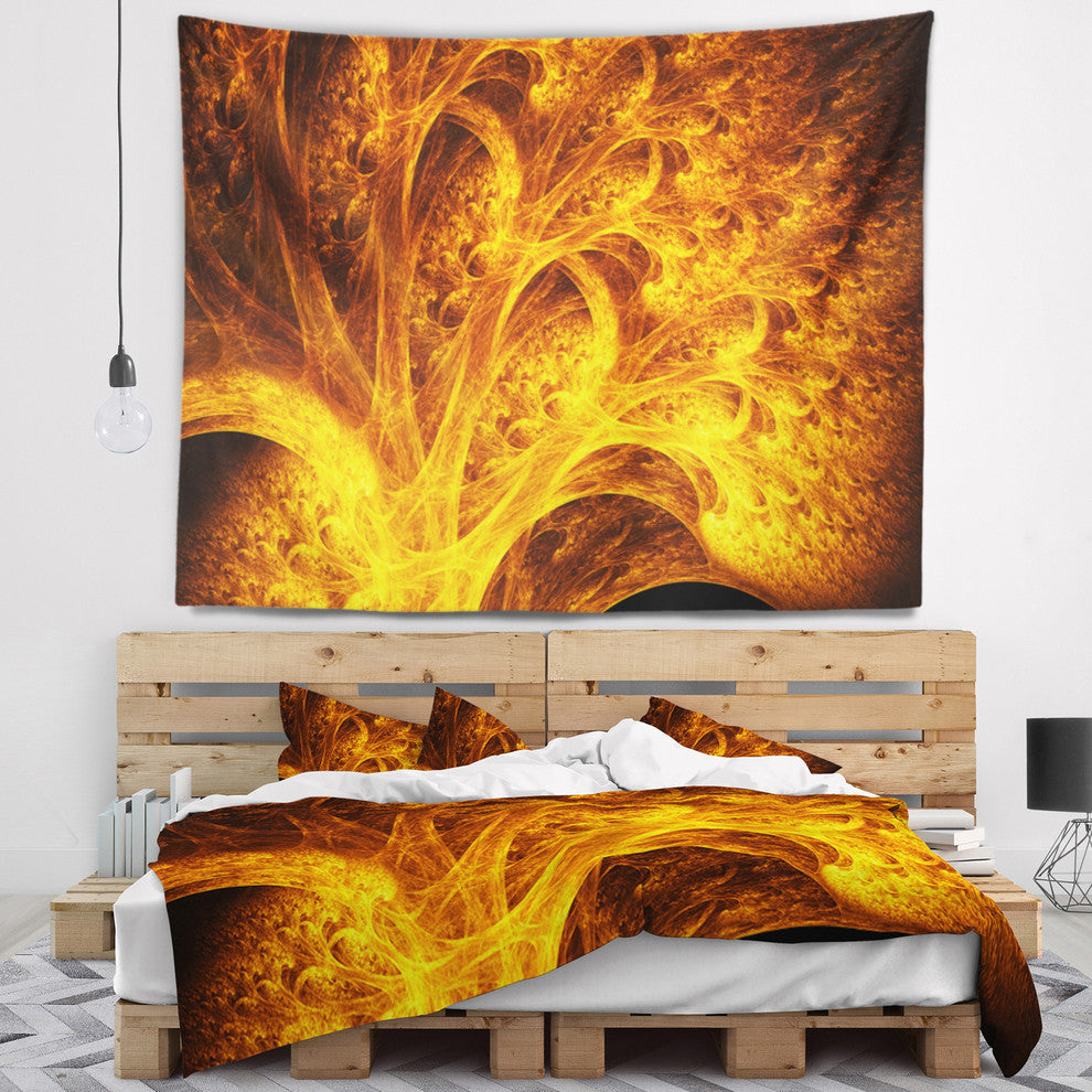 Magical Yellow Psychedelic Tree Abstract Wall Tapestry, 60"x50"