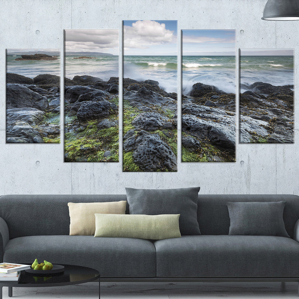 "Rocky North Ireland" Seashore Photography Canvas Print, 5 Panels, 60"x32"
