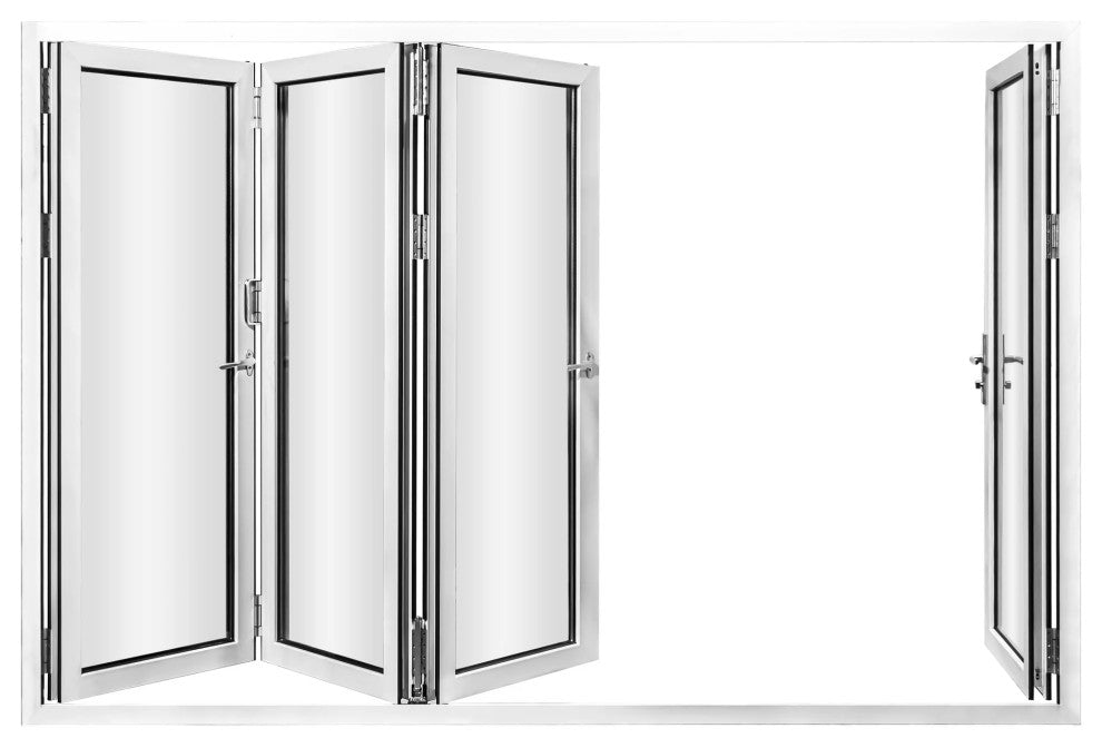 Patio Bi-Fold Door Open Left to Right 120"x80", White Color, Low E Glass