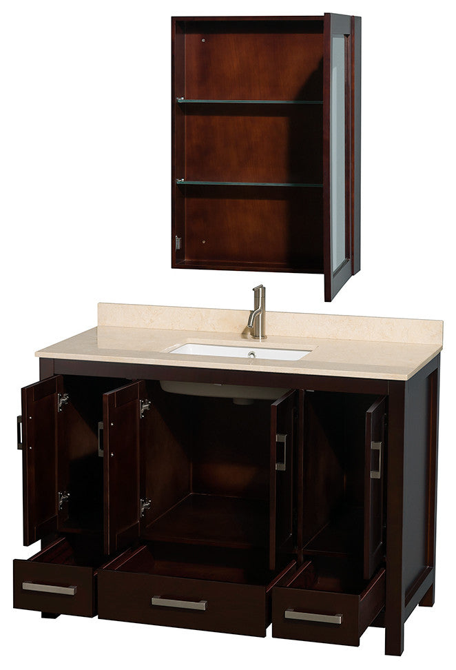 Wyndham WCS141448SESIVUNSMED 48 Inch Single Bathroom Vanity with Ivory Marble