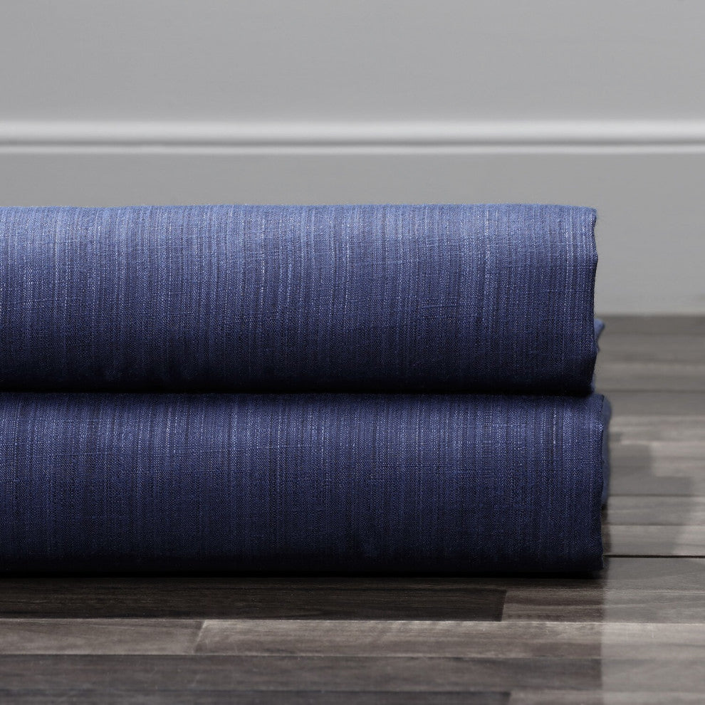 Prussian Blue Designer Shantung Faux Silk Fabric Sample, 4Wx4L