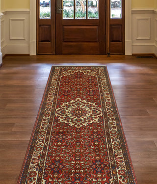 Fine Vintage Distressed Arslan Red/Ivory Runner, 3'6 x 9'7