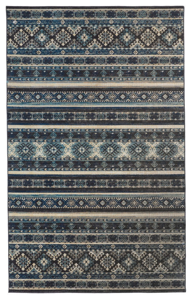 Weave & Wander Kezia Rug, River Blue/Dark Gray, 7ft-9in x 10ft-6in
