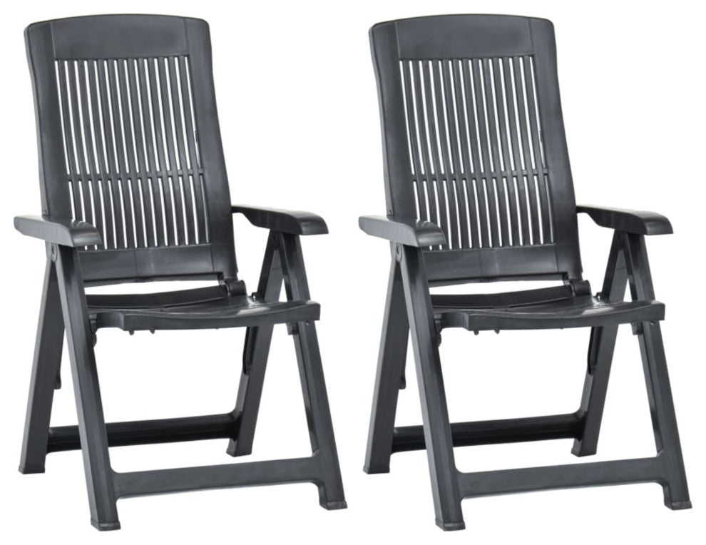 Vidaxl Garden Reclining Chairs 2-Piece Set Plastic Anthracite