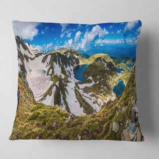 Clouds Over Seven Rila Lakes Landscape Printed Throw Pillow, 18"x18"