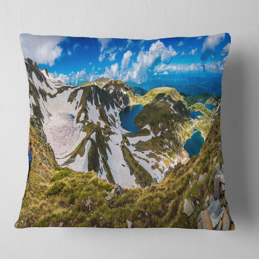 Clouds Over Seven Rila Lakes Landscape Printed Throw Pillow, 18"x18"