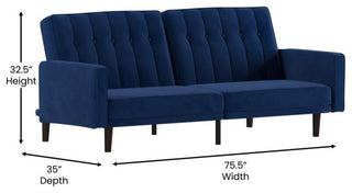 Carter Premium Tufted Split Back Sofa Futon, Navy