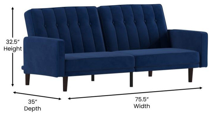 Carter Premium Tufted Split Back Sofa Futon, Navy
