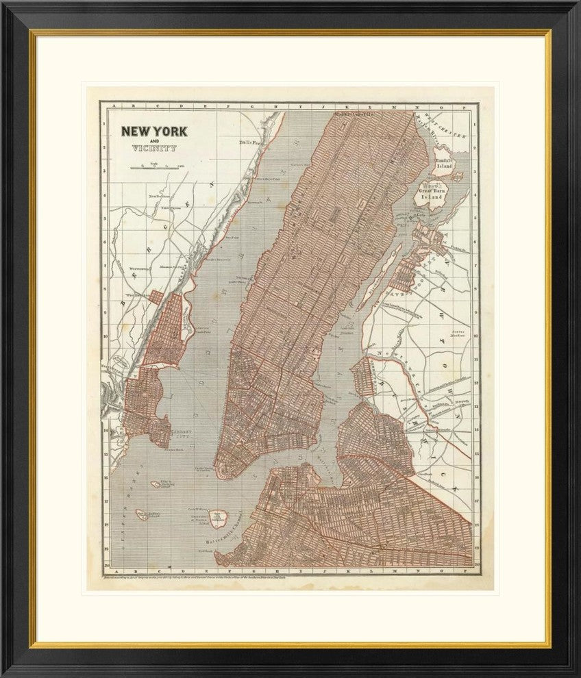 "New York and Vicinity, 1845" Framed Digital Print by Sidney E. Morse, 35x40"